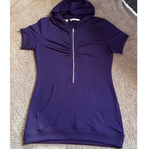 Cutter & Buck Purple Hooded Short Sleeve Half Zip Sweatshirt